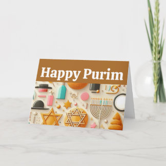 Frohes Purim, Stern Davids, Menora, Koscher, Kunst Karte