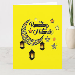 Frohes Ramadan Mubarak Kareem Halbmond Laterne Karte