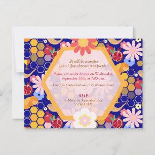 Frohes Rosh Hashana Jüdisches Neujahr Blumenmuster Postkarte