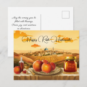 Frohes Rosh Hashana mit Felsendom & Apfel Postkarte