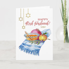Frohes Rosh Hashanah in Aquarell Karte