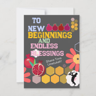 Frohes Rosh Hashanah Jüdisches Neues Jahr Florales Postkarte