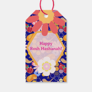 Frohes Rosh Hashanah Jüdisches Neujahr Blumenmuste Geschenkanhänger