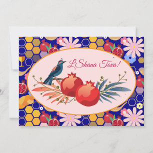 Frohes Rosh Hashanah Jüdisches Neujahr Florales Mu Feiertagskarte