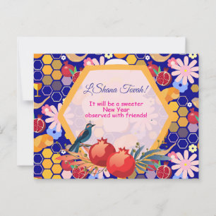 Frohes Rosh Hashanah Jüdisches Neujahr Florales Mu Postkarte