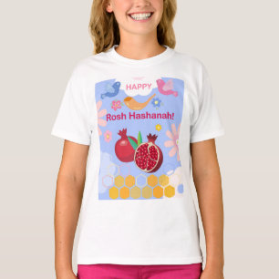 Frohes Rosh Hashanah jüdisches Neujahrs-Blumenmust T-Shirt