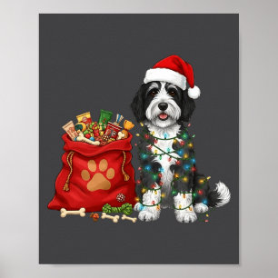 Frohes Sheepadoodle Weihnachtslicht Hundemutter Sh Poster