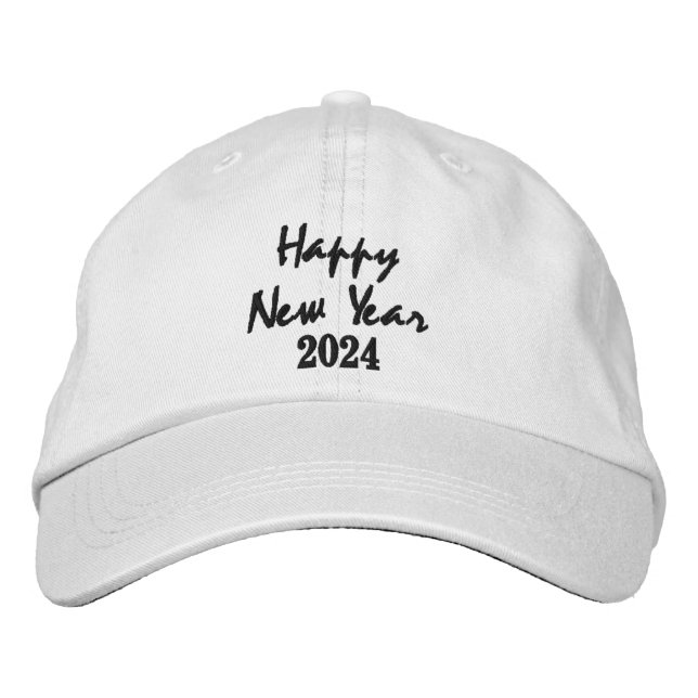 Frohes Silvesterabend in Weißkappenschrift Bestickte Baseballkappe (Vorderseite)