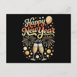 Frohes Silvesterabend Prost Festtagszeit Familie Feiertagspostkarte