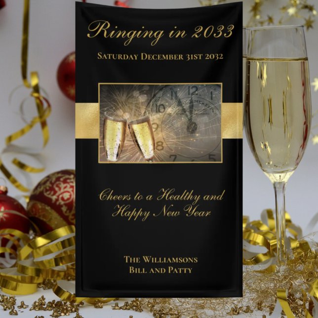 Frohes Silvesterfest im Schwarzen Gold Banner (Von Creator hochgeladen)