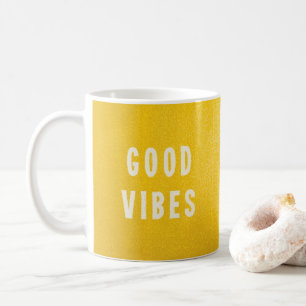 Frohes Sommer Gelb Gute Vibes Typografie Kaffee Tasse