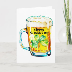 Frohes St. Paddy's Day-Bierkrug-Shamrock Irischer Karte