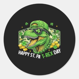 Frohes St Pat-rex Tag Dinosaur Camo St Patricks Da Runder Aufkleber