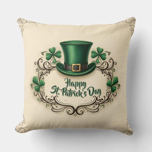 Frohes St. Patrick’s Day Kleeblatt-Design Kissen (Vorderseite)