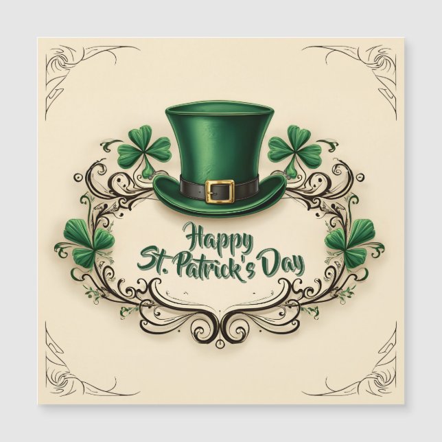 Frohes St. Patrick’s Day Kleeblatt-Design Magnetkarte (Vorderseite)