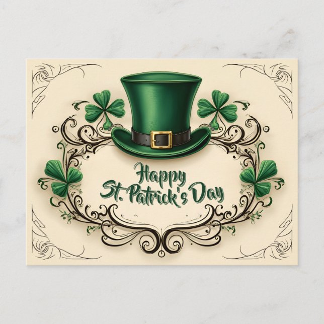 Frohes St. Patrick’s Day Kleeblatt-Design Postkarte (Vorderseite)