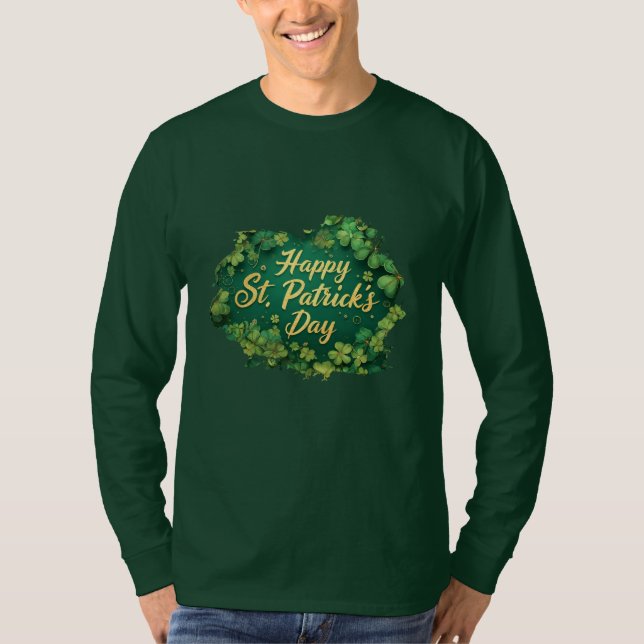 Frohes St. Patrick’s Day Kleeblatt-Design T-Shirt (Vorderseite)