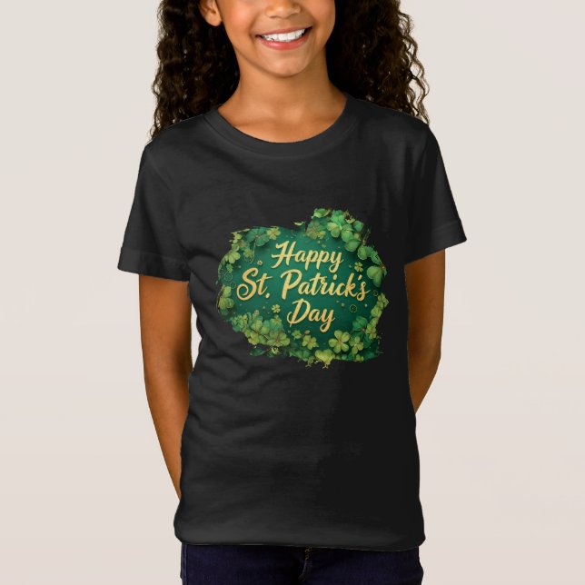 Frohes St. Patrick’s Day Kleeblatt-Design T-Shirt (Vorderseite)