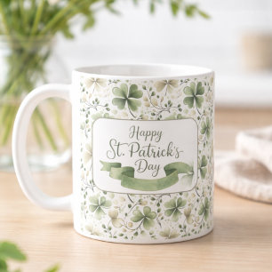 Frohes St. Patrick’s Day Shamrock-Tasse Aquarell Kaffeetasse