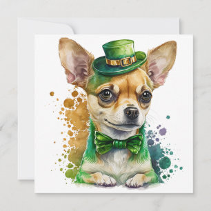 Frohes St. Patrick's Day Chihuahua-Welpe Feiertagskarte
