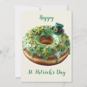 Frohes St. Patrick's Day Donut mit Koboldhut Einladung