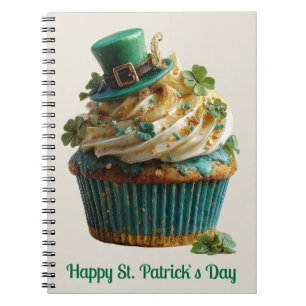 Frohes St. Patrick's Day Glückscupcake Notizblock