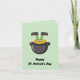 Frohes St. Patrick's Day Gnomengrün Gold Karte