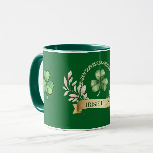 Frohes St. Patrick's Day Good Luck Bierkrug Tasse (Vorderseite Links)