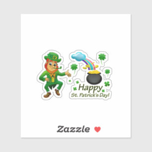 Frohes St. Patrick's Day Leprechaun Regenbogen Aufkleber