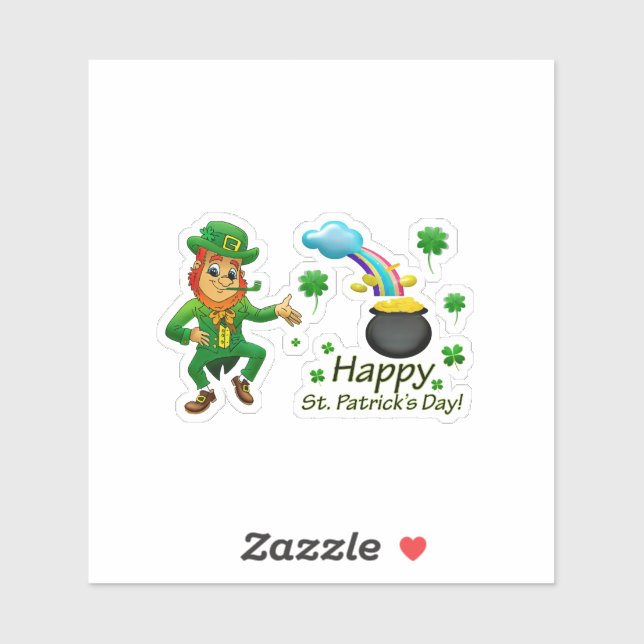 Frohes St. Patrick's Day Leprechaun Regenbogen  Aufkleber (Blatt)