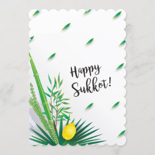 Frohes Sukkot Lulav und Etrog Aquarell Einladung