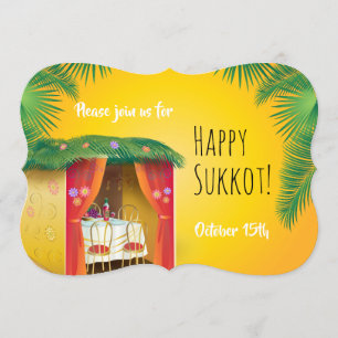 Frohes Sukkot Sukka Lulav und Etrog Aquarell Einladung
