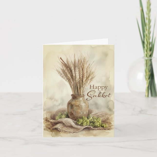 Frohes Sukkot-Weizen Karte (Vorderseite)