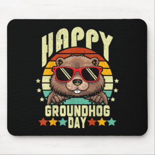 Frohes Tag des Murmeltieres 2025 Lustiger Retro-Mu Mousepad