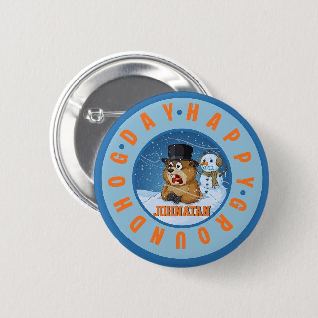 Frohes Tag des Murmeltieres Benutzerdefinierter Na Button (Vorne & Hinten)
