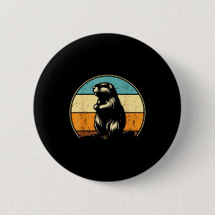 Frohes Tag des Murmeltieres Retro-Murmeltier-Feier Button