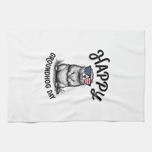 Frohes Tag des Murmeltiers Vintage Gravur Shirt De Geschirrtuch