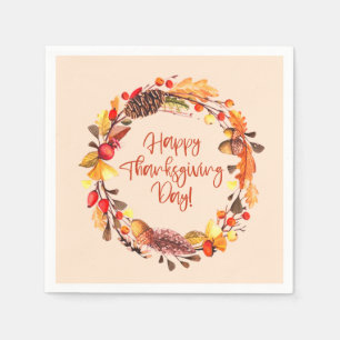 Frohes Thanksgiving Fall Foliage Wreath Party Deko Serviette