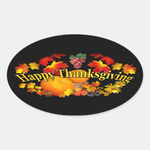 Frohes Thanksgiving ~ Oval Sticker