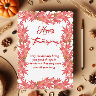 Frohes Thanksgiving Wasserfarbe Peach Maple Blätte Feiertagskarte