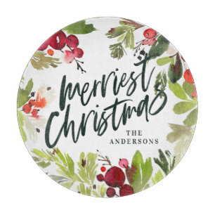 Frohes Urlaubserlebnis Aquarell Blumenblätterung Schneidebrett