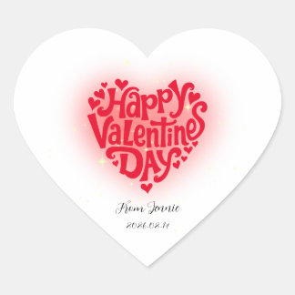 Frohes Valentinsherz mit individuellem Namen und D Herz-Aufkleber