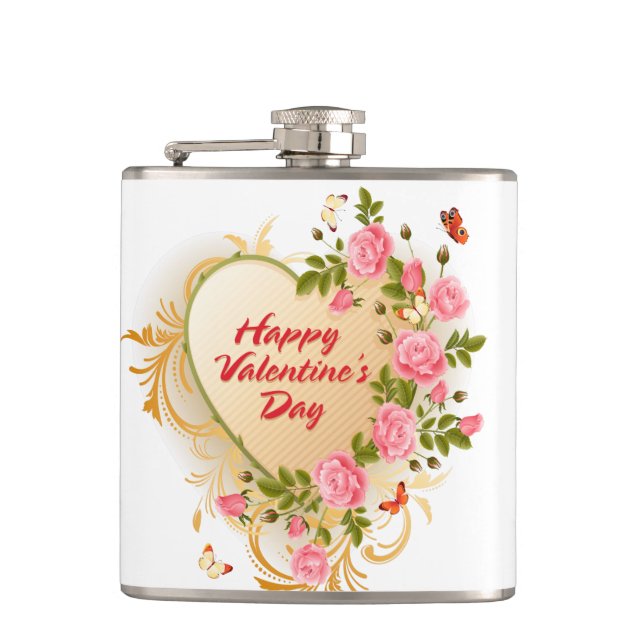 Frohes Valentinstag 2 Wrapped Flask Flachmann (Vorderseite)