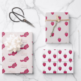 Frohes Valentinstag Himbeeren Wasserfarbe Geschenkpapier Set