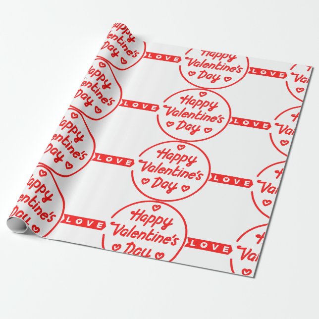 Frohes Valentinstag Liebe Wrapping Paper Geschenkpapier (Ungerollt)