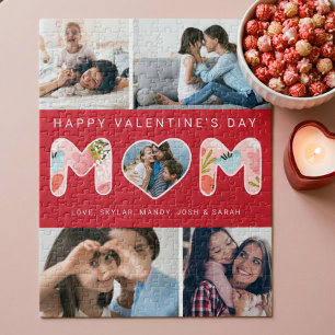 Frohes Valentinstag Mama, Foto Collage & Florals Puzzle