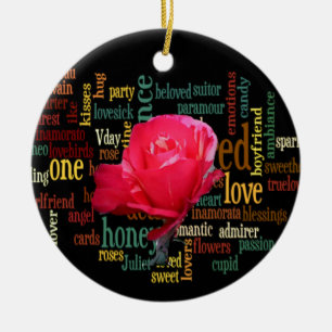Frohes Valentinstag mit eleganten Rote Rosen Keramik Ornament