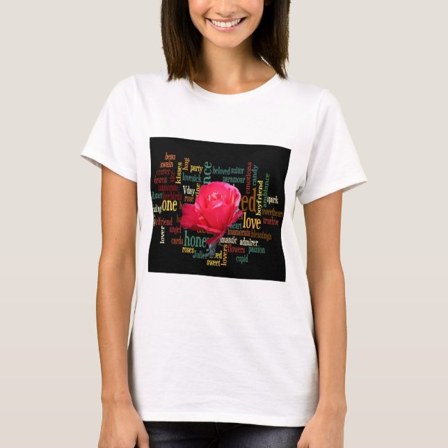 Frohes Valentinstag mit eleganten Rote Rosen T-Shirt (Vorderseite)