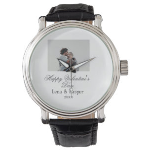 Frohes Valentinstag-Paar-Foto modern einfach Armbanduhr