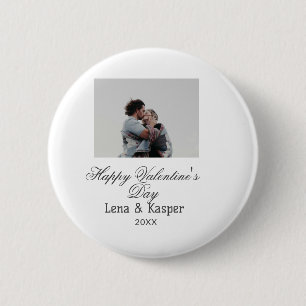 Frohes Valentinstag-Paar-Foto modern einfach Button